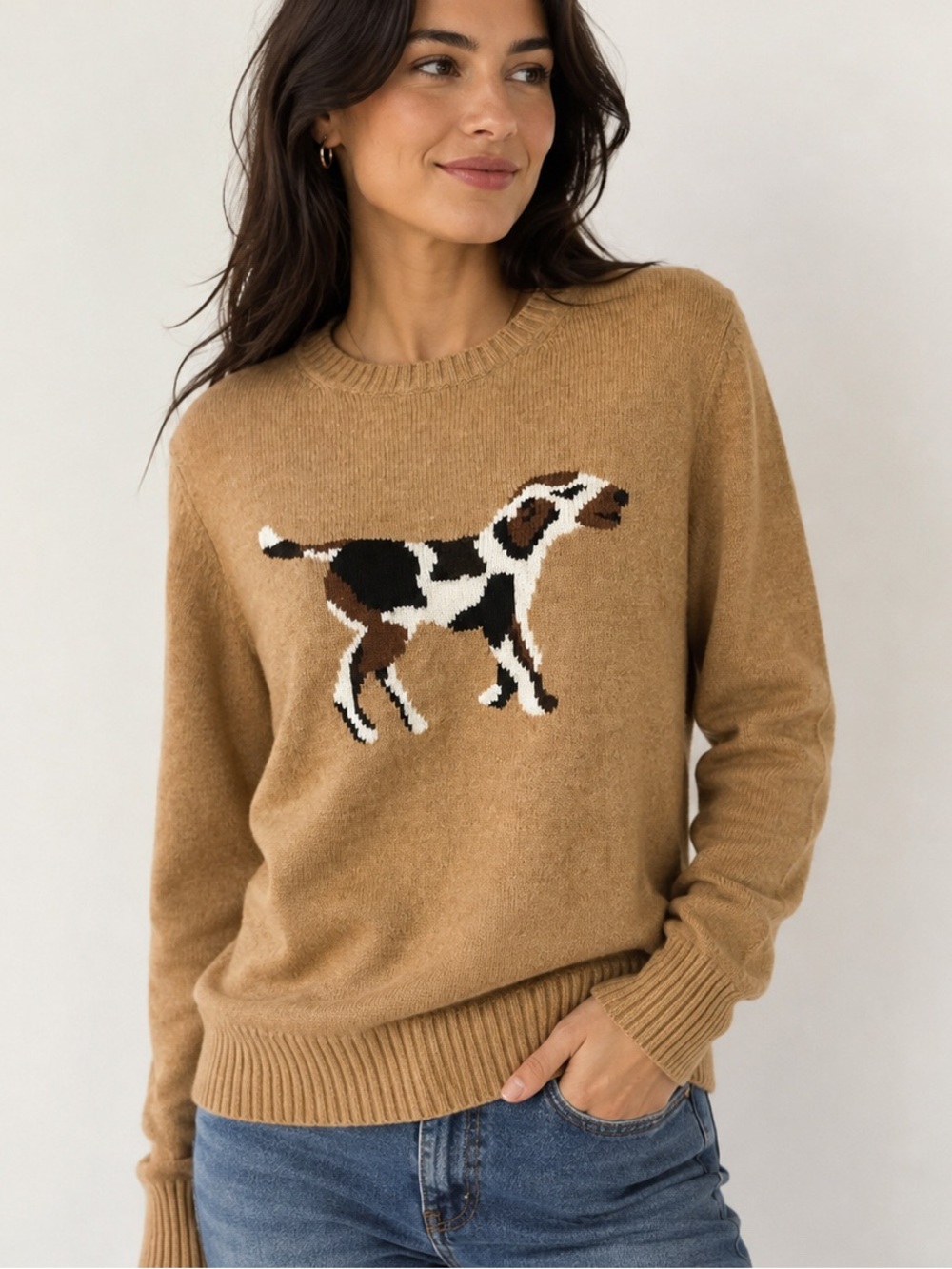 Brooks Brothers Red Fleece Bird Dog Merino Blend Sweater Tan Size Large